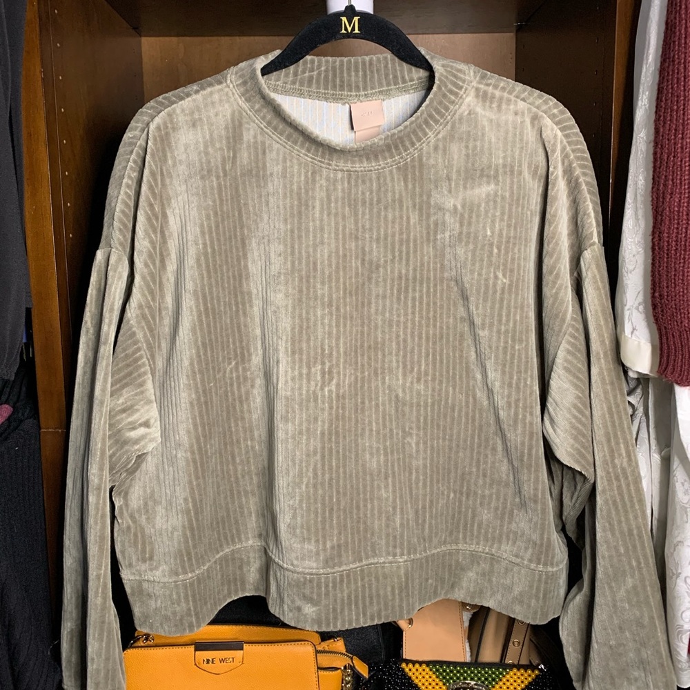 H&M Moss Green Velour Top